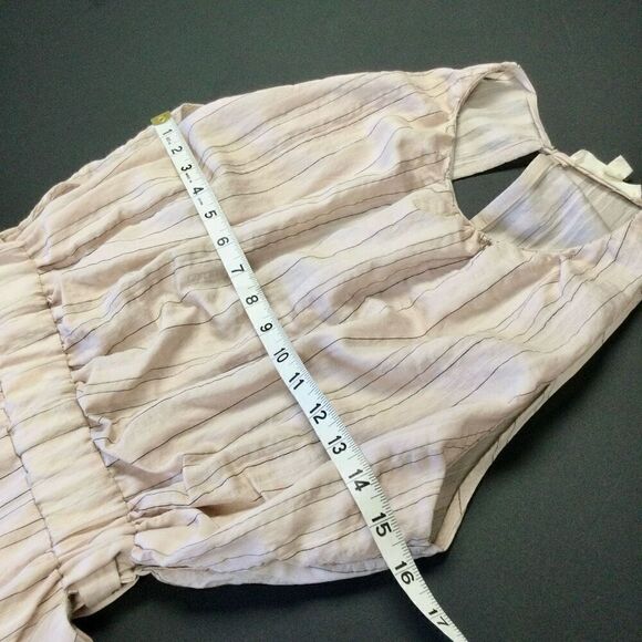 Grade & Gather Womens Medium Midi Dress Cream Tan Lined Slit Back Elastic Waist - Picture 9 of 12